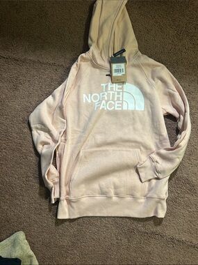 The North Face Light Pink Pullover Hoodie with White Logo